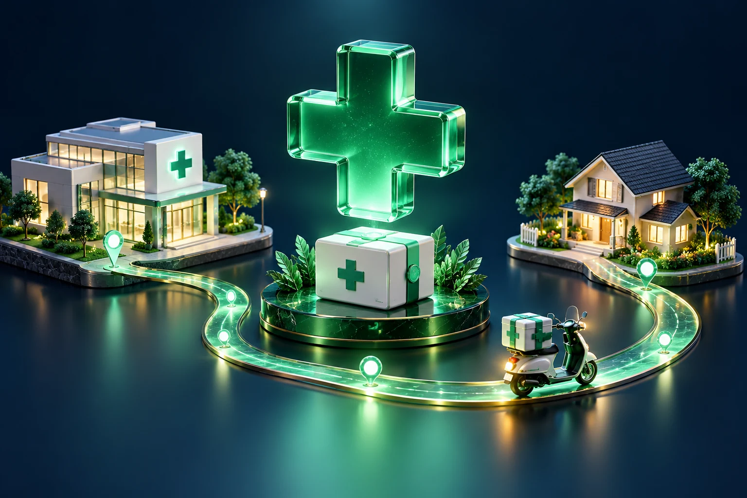 Concept illustration for Medicine Delivery & Clinic Platform